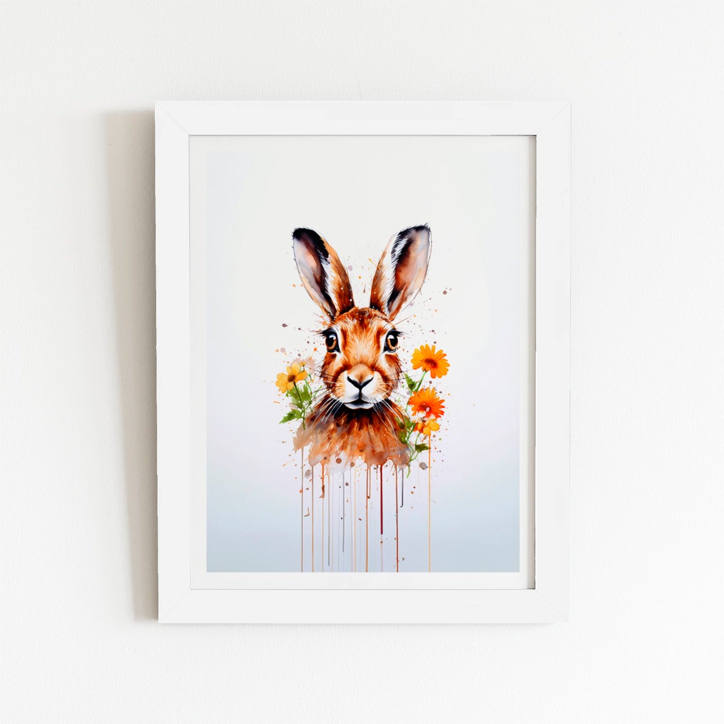 Watercolour Hare and Daisies Art Prints