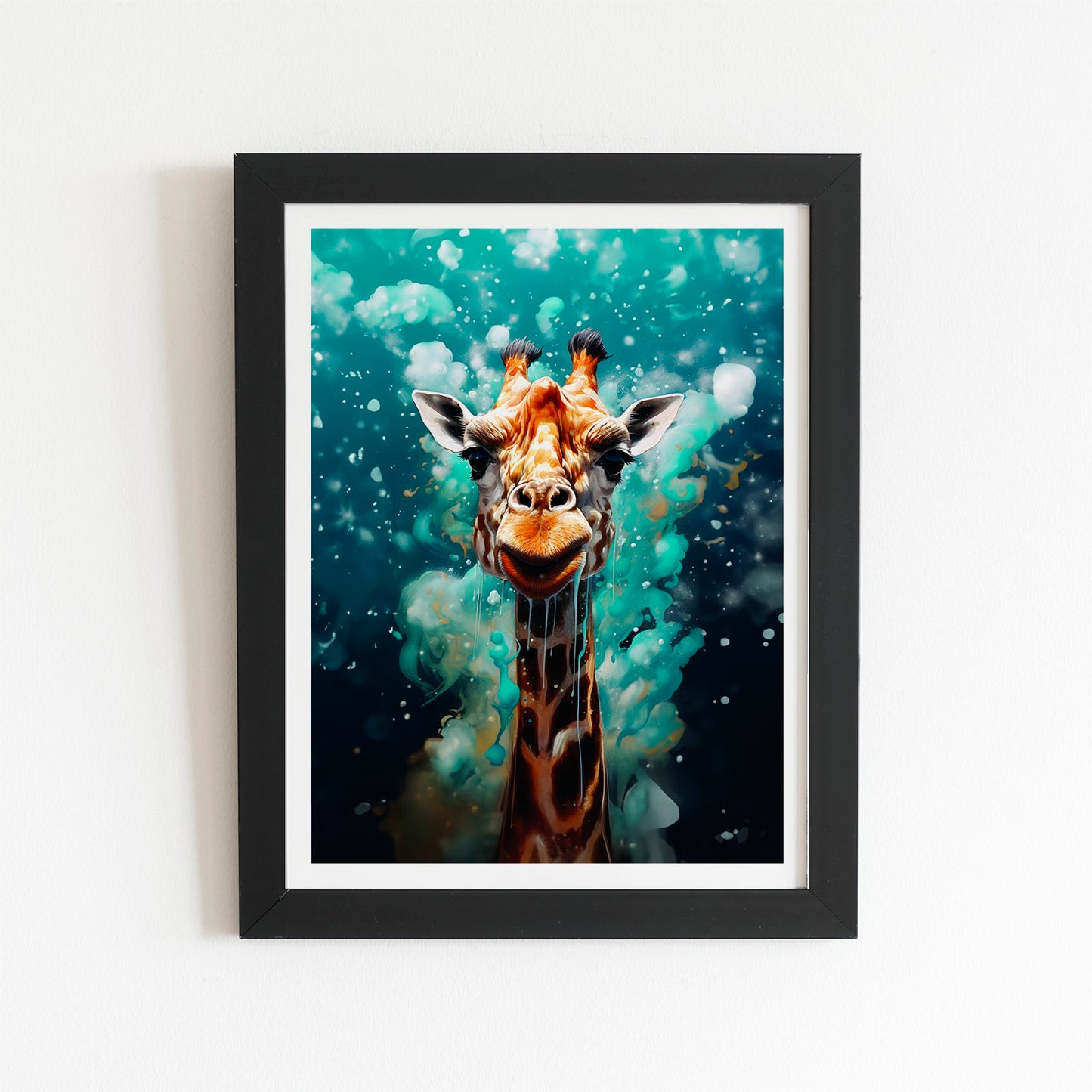 Splashart Giraffe Face Art Prints