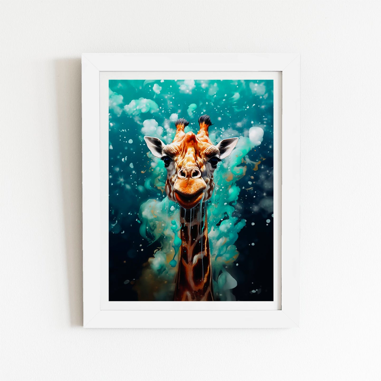 Splashart Giraffe Face Art Prints