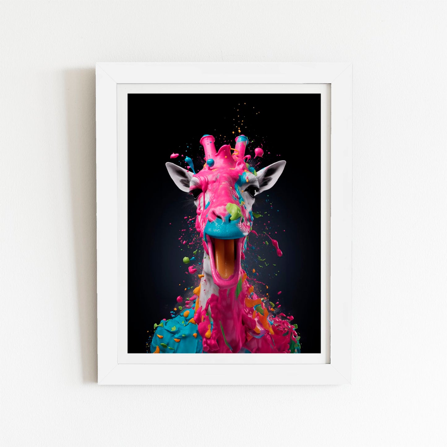 Splashart Giraffe Face Pink Art Prints