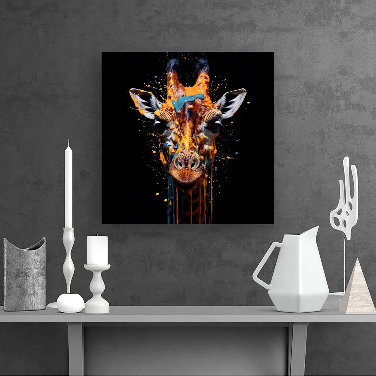 Giraffe Face Splashart Canvas