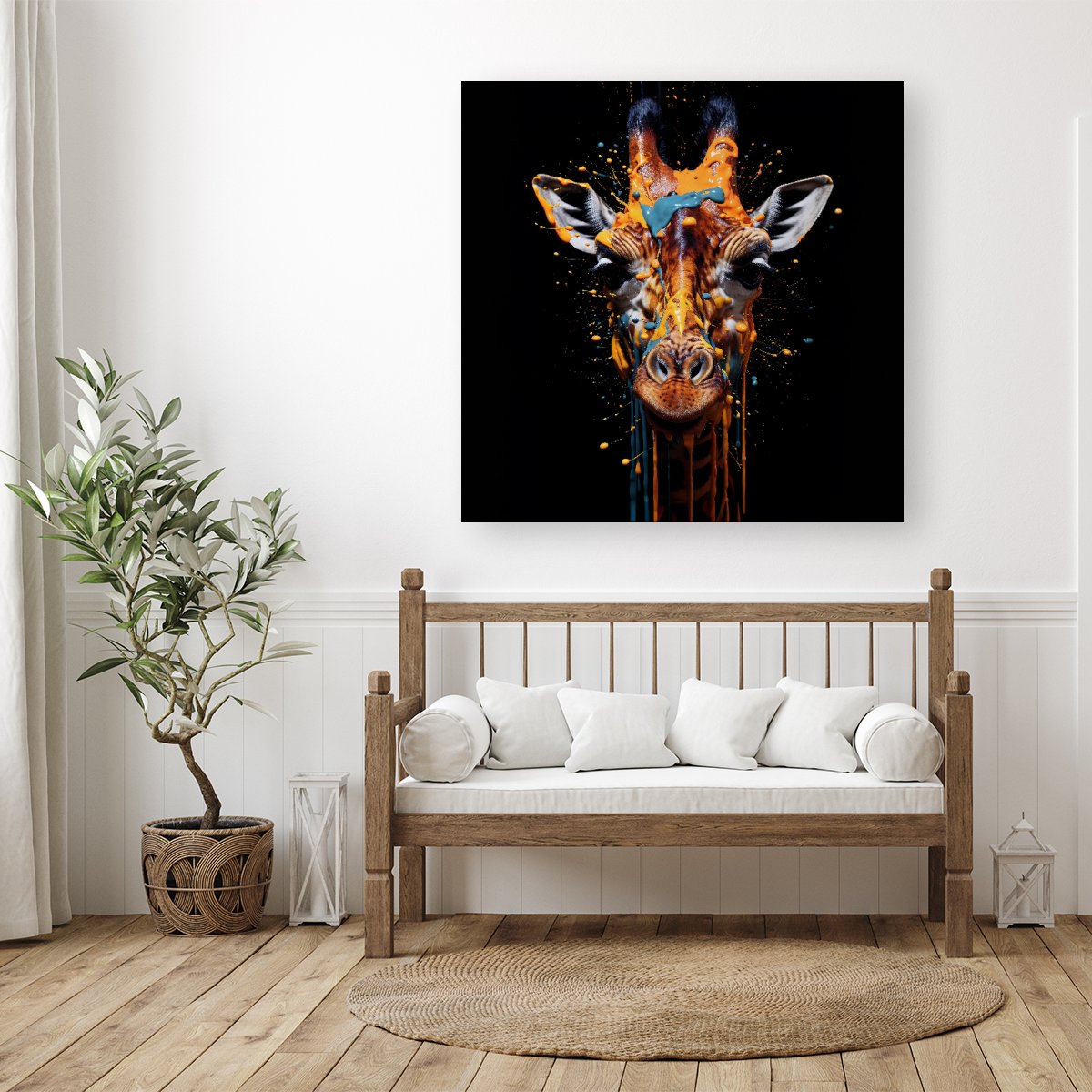 Giraffe Face Splashart Canvas
