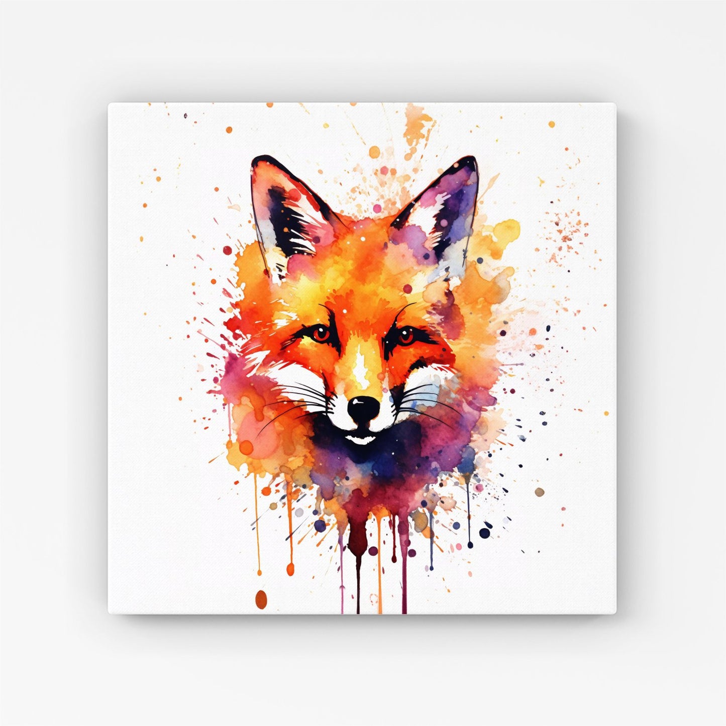 Watercolour Splashart Fox Face Canvas