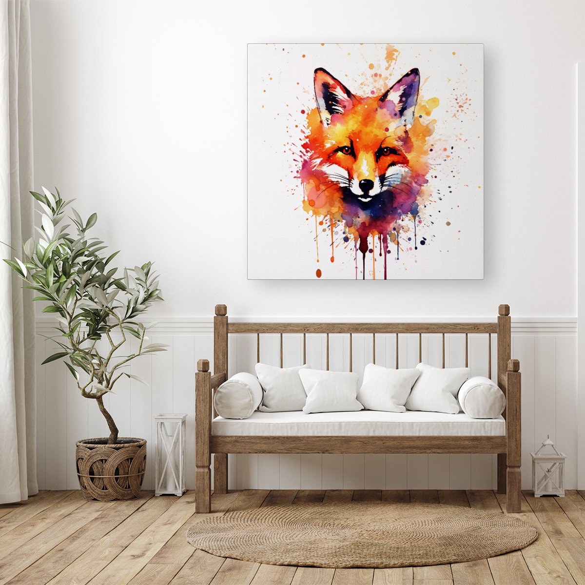 Watercolour Splashart Fox Face Canvas