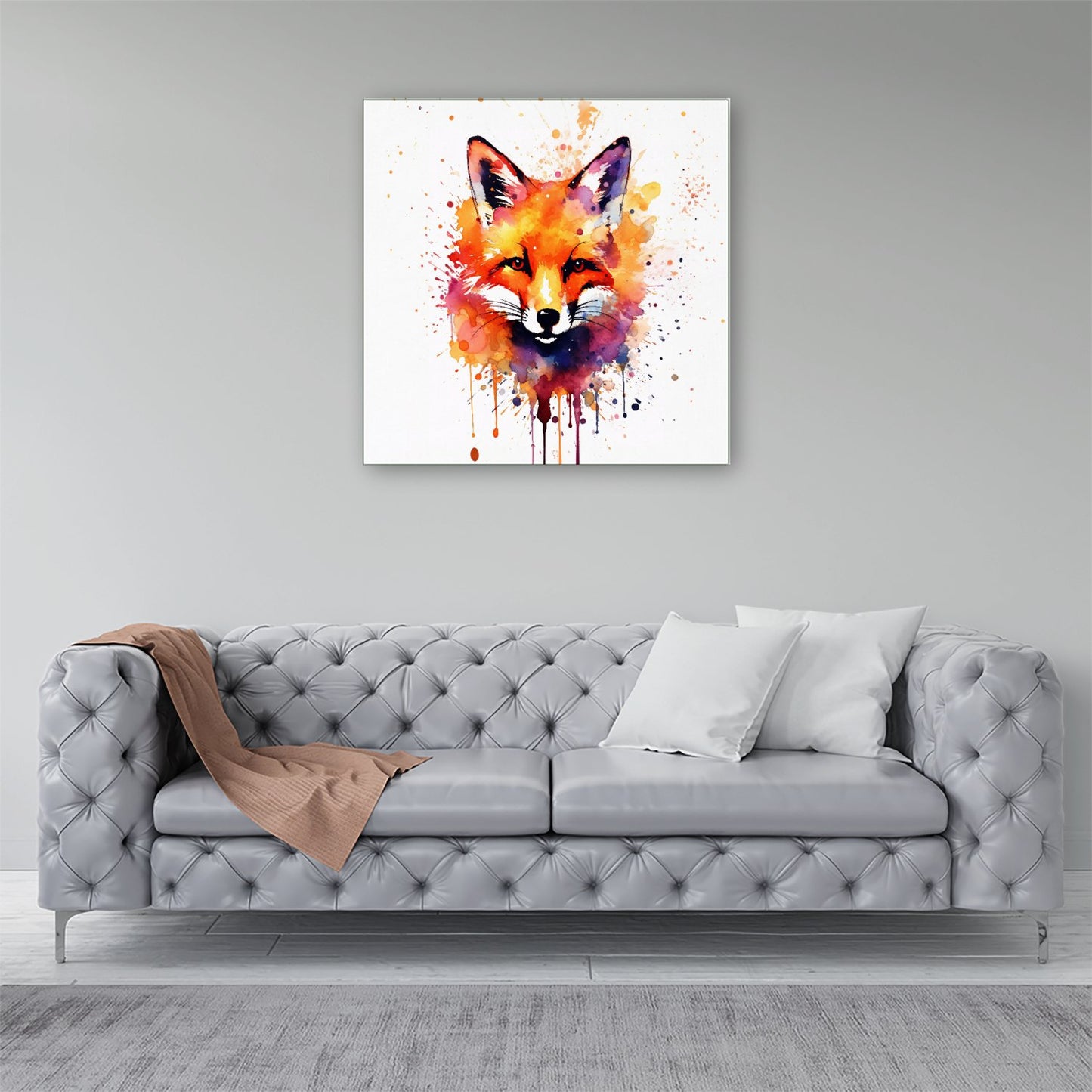 Watercolour Splashart Fox Face Canvas