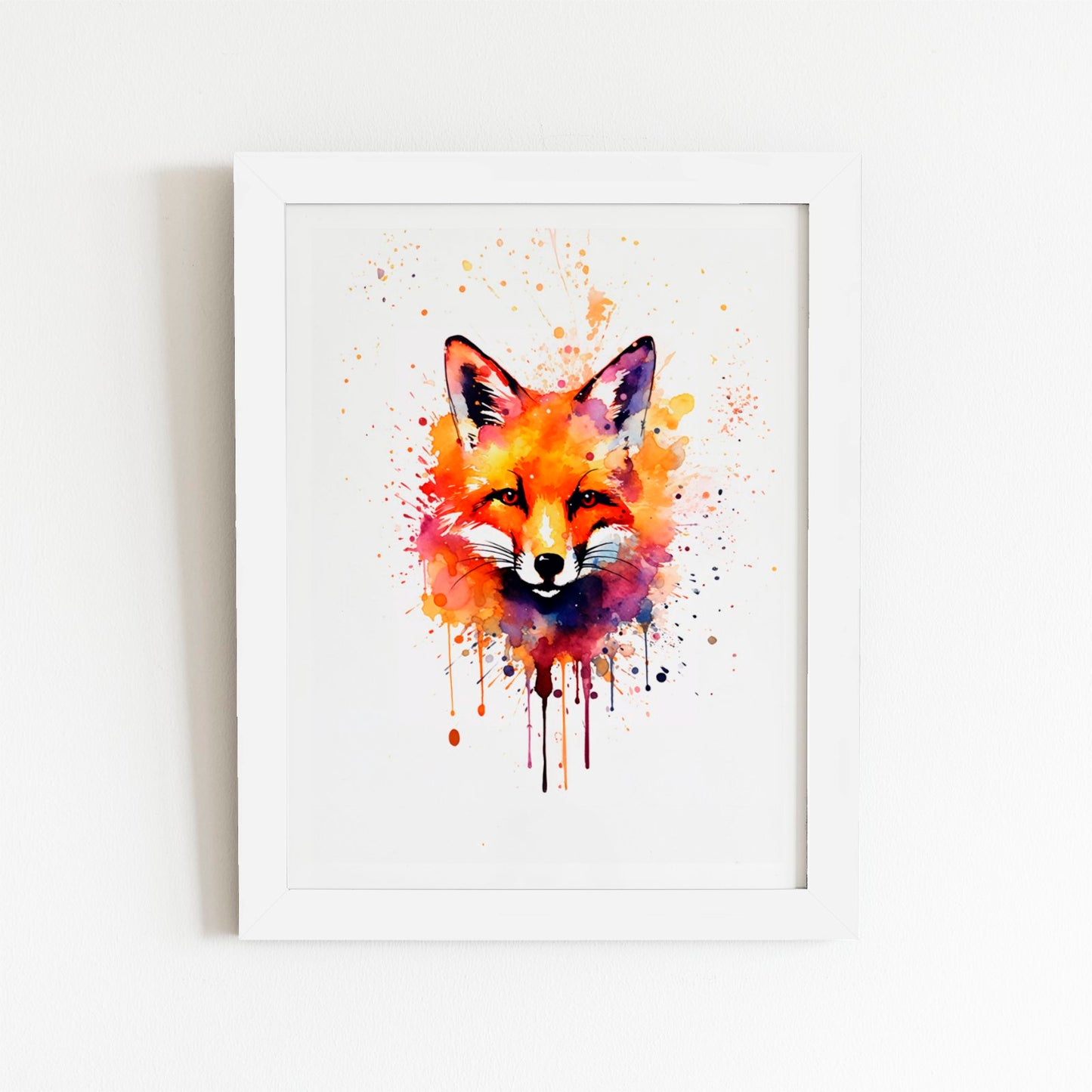 Watercolour Splashart Fox Face Art Prints