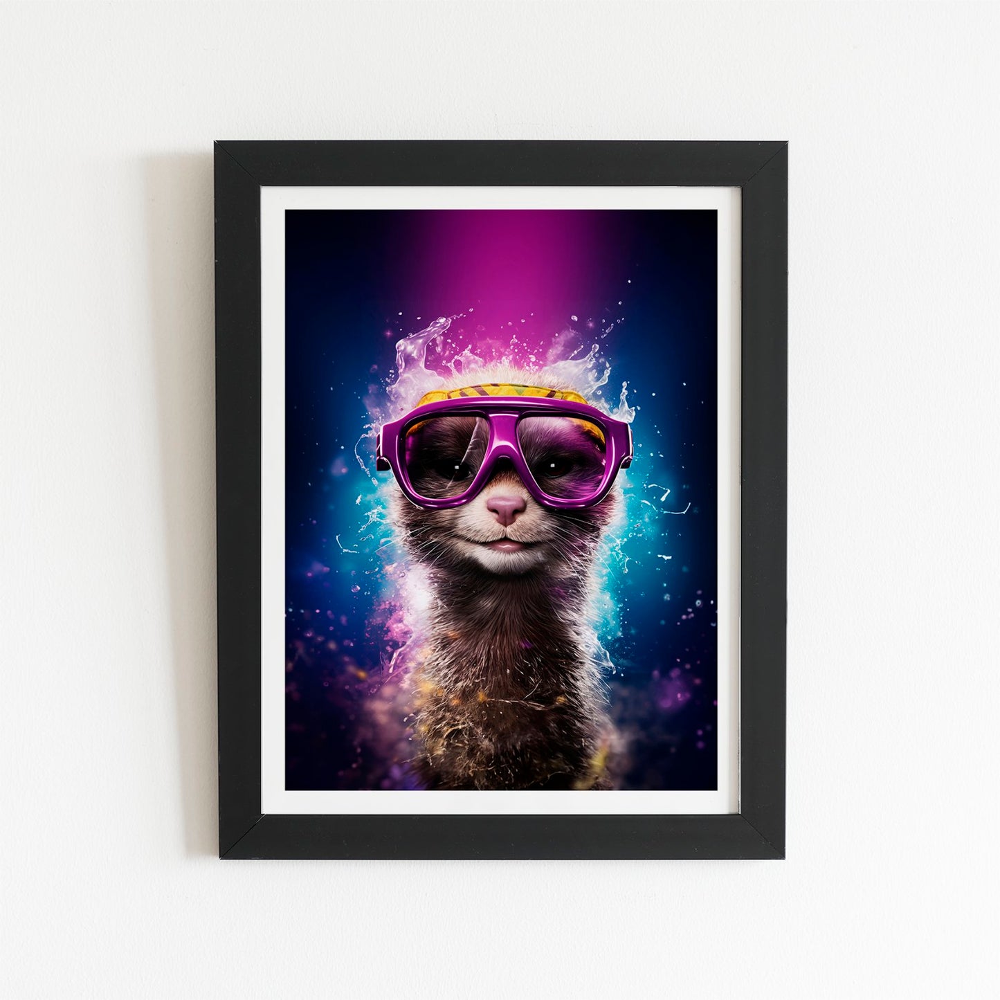 Splashart Ferret Purple Art Prints