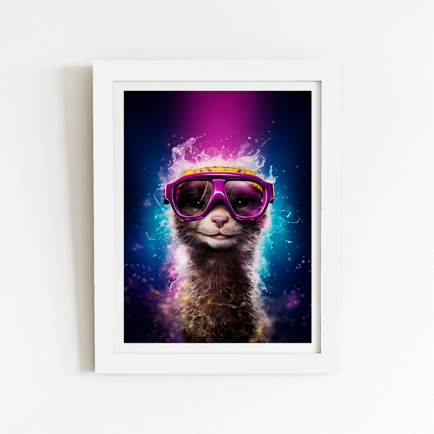 Splashart Ferret Purple Art Prints