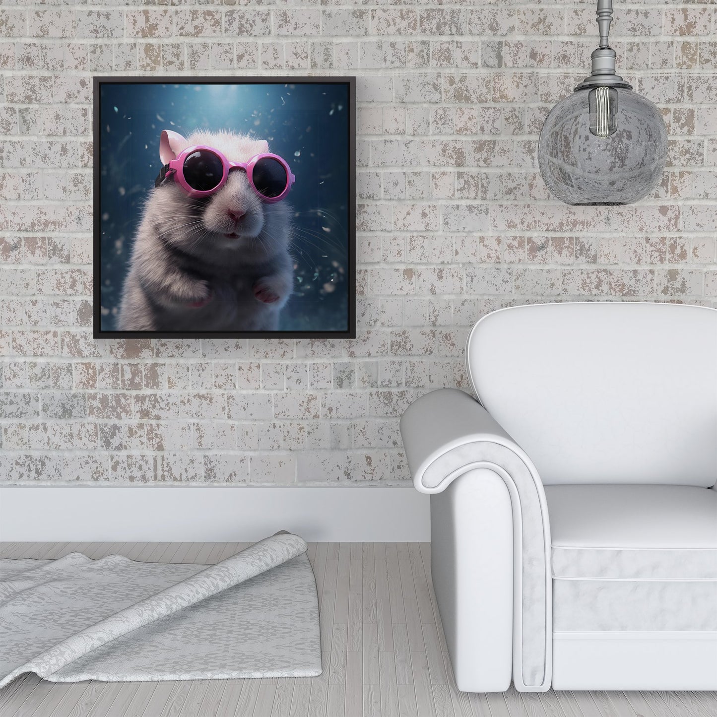 Splashart DoorMouse with Pink Glasses Framed Canvas