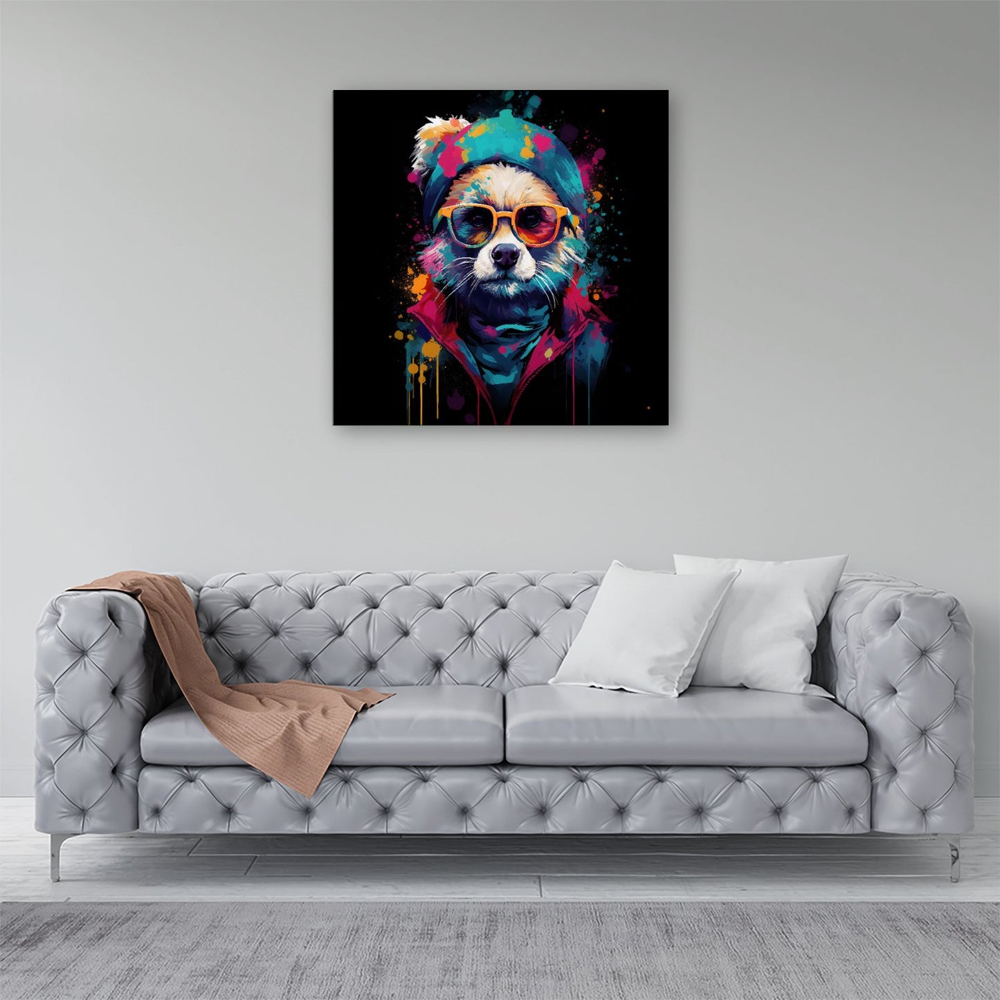 Multi Coloured Splashart Dog Canvas
