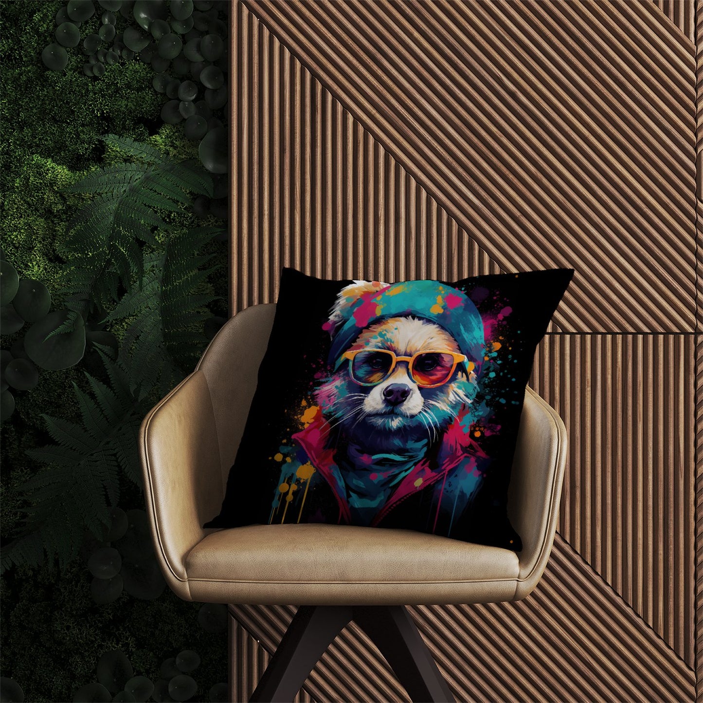 Multi Coloured Splashart Dog Outdoor Cushion