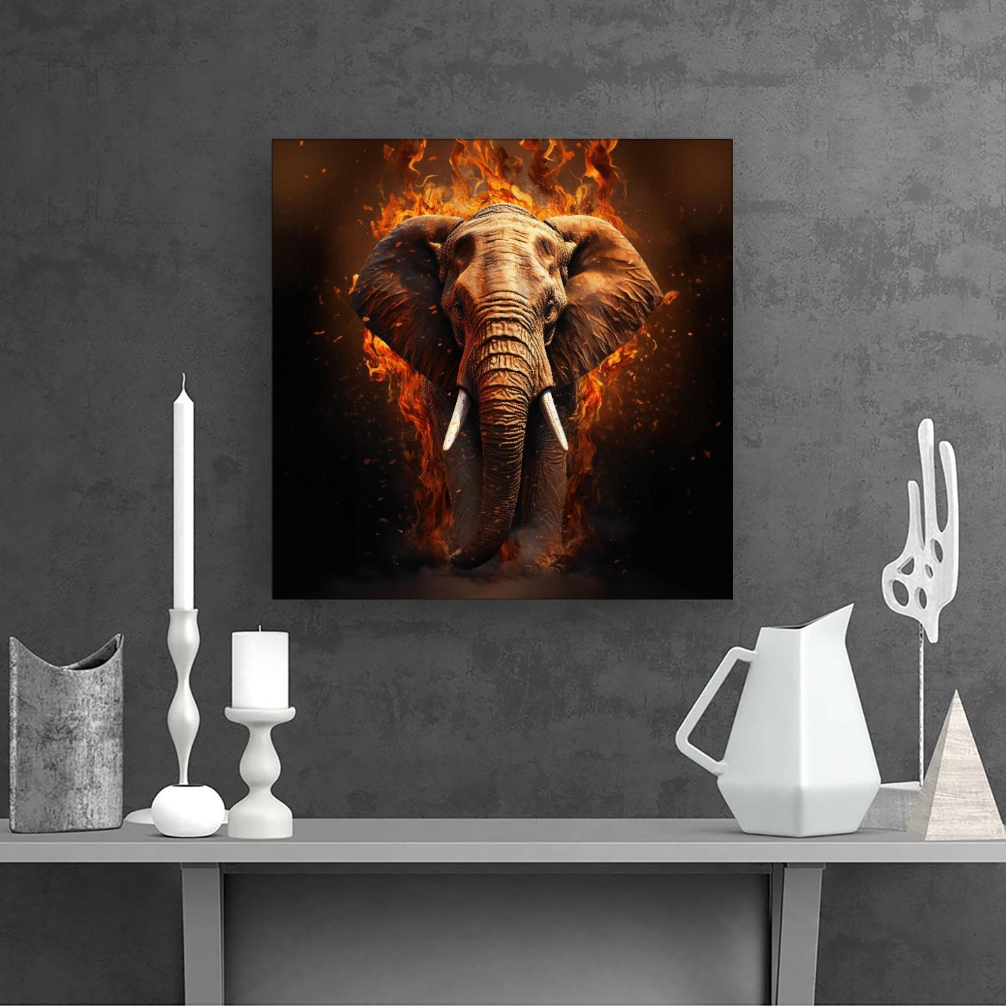 Splashart Elephant and fire Canvas