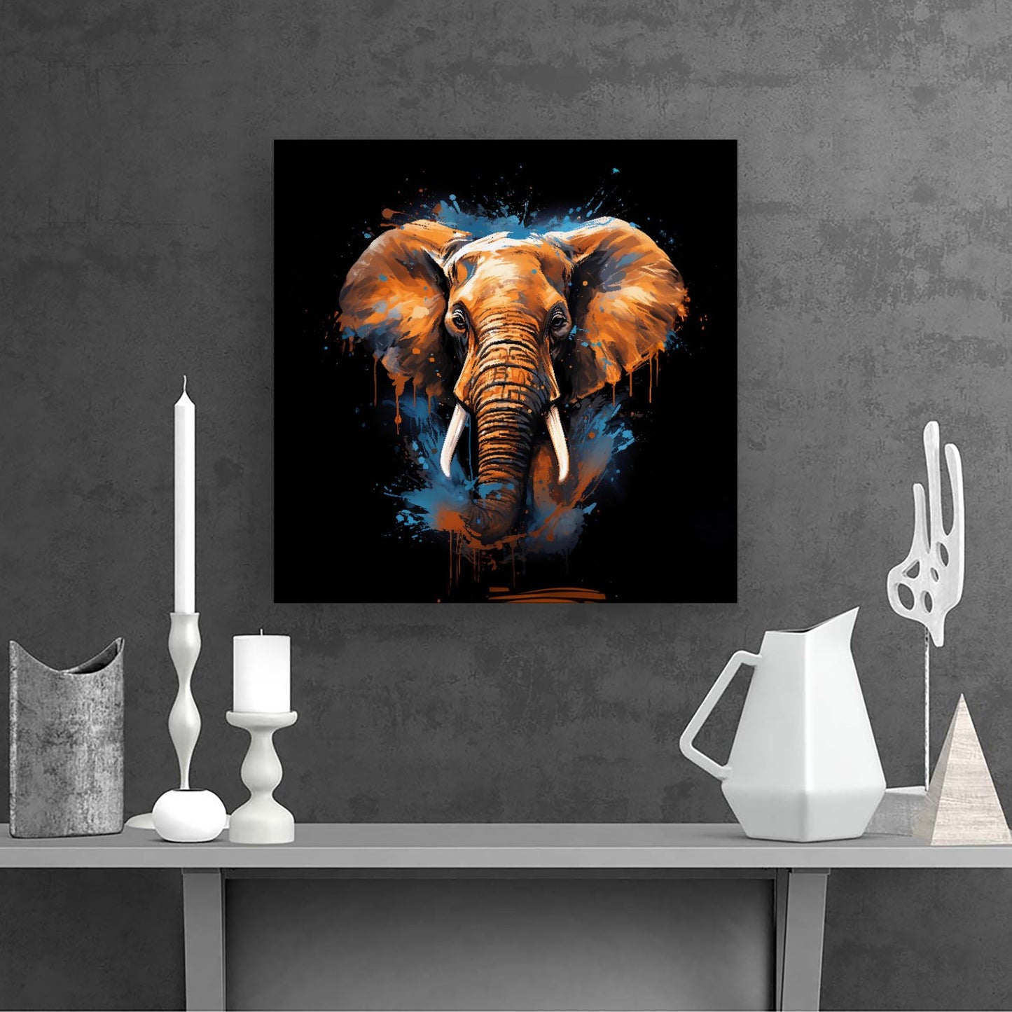 Splashart Elephant Blue Canvas