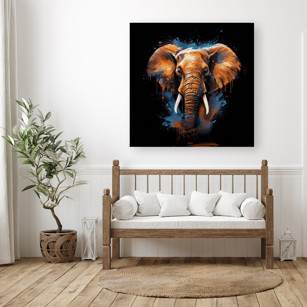 Splashart Elephant Blue Canvas