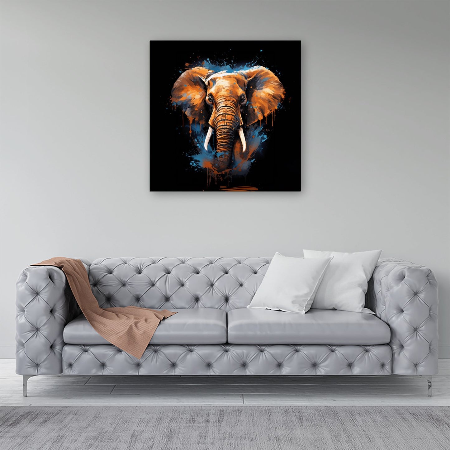 Splashart Elephant Blue Canvas