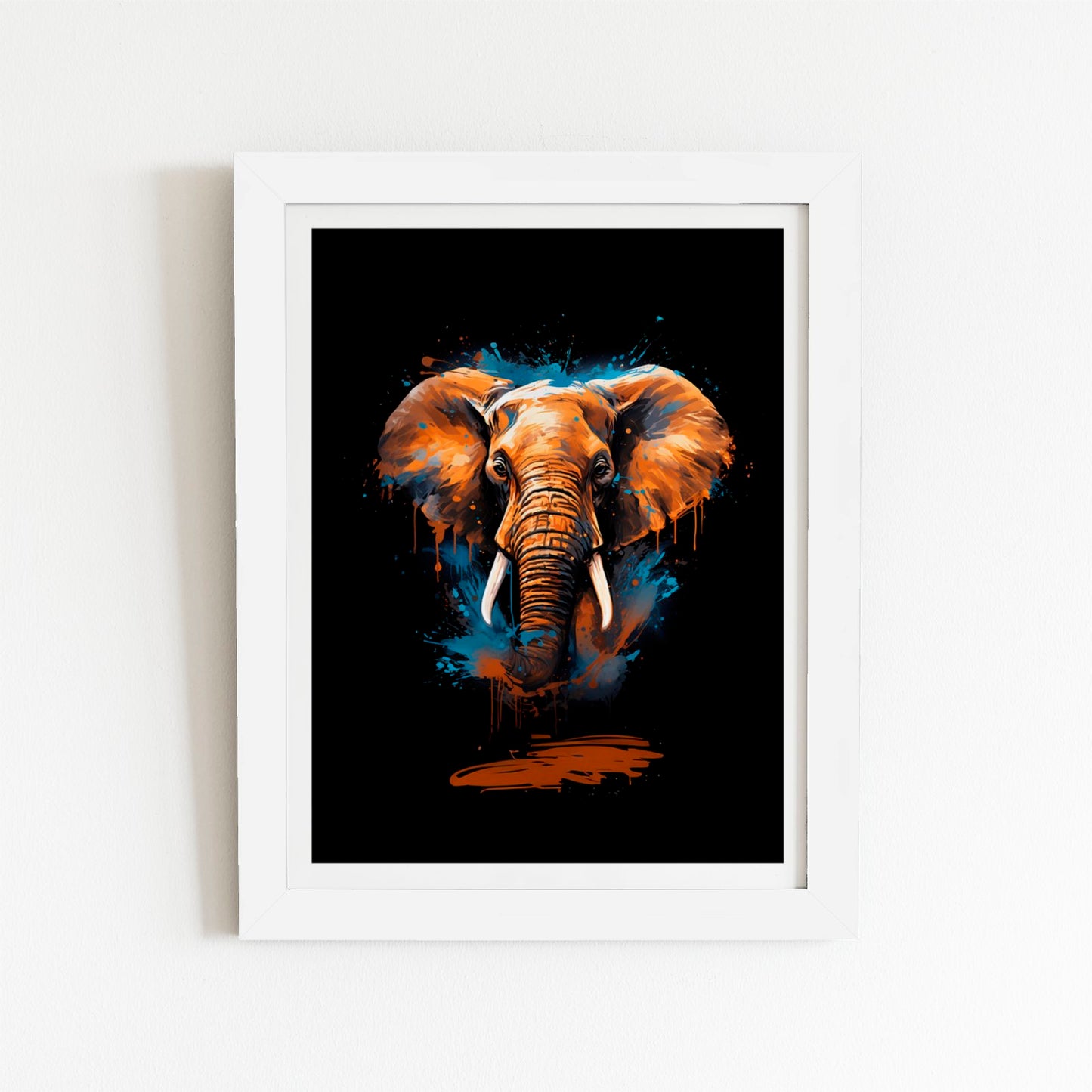 Splashart Elephant Blue Art Prints