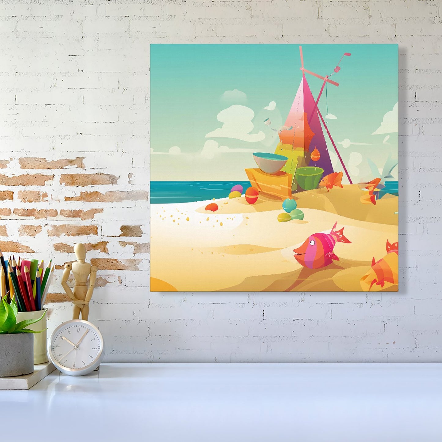Fish On A Beach Holiday Canvas