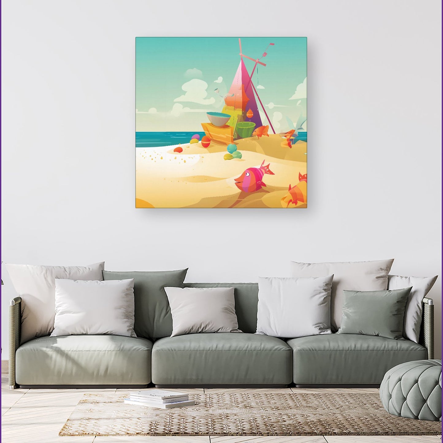 Fish On A Beach Holiday Canvas