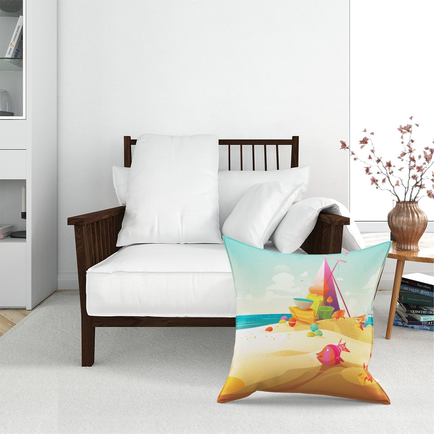Fish On A Beach Holiday Floor Cushion