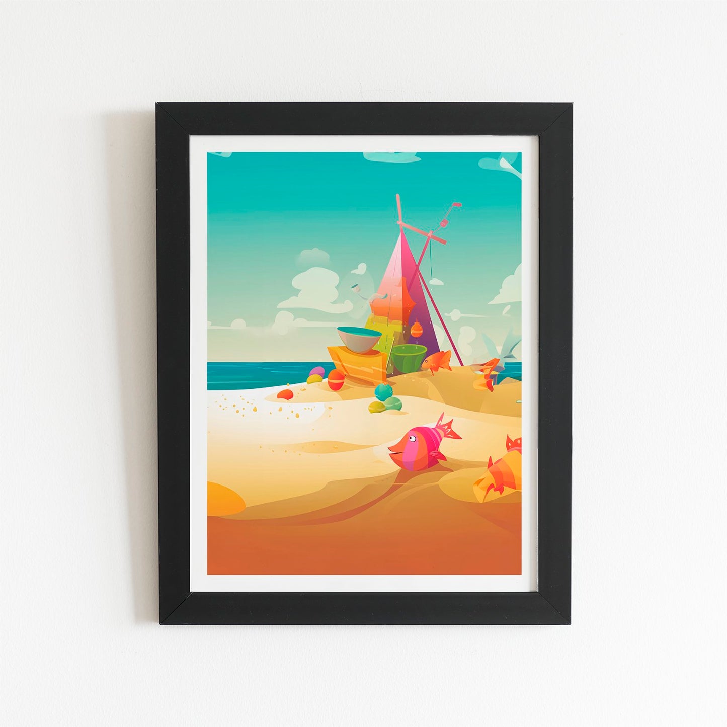 Fish On A Beach Holiday Art Prints