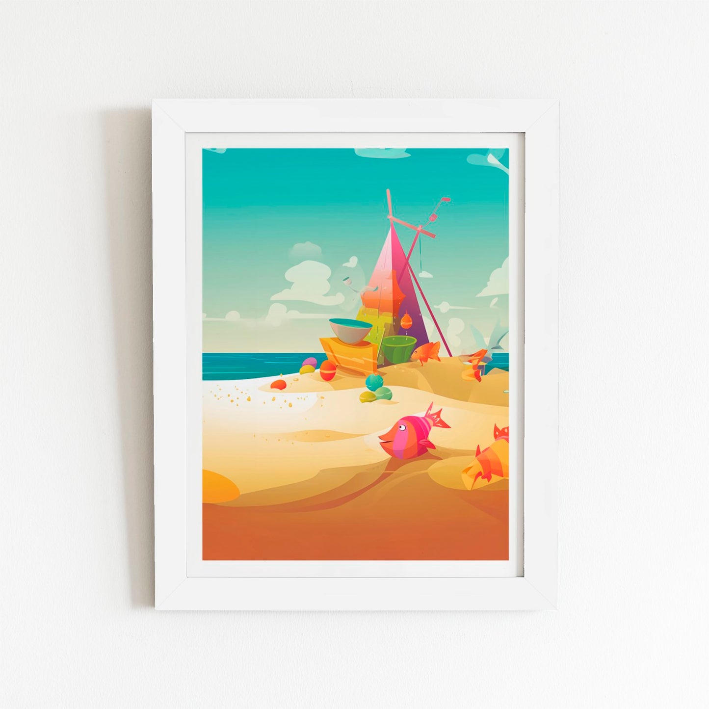 Fish On A Beach Holiday Art Prints