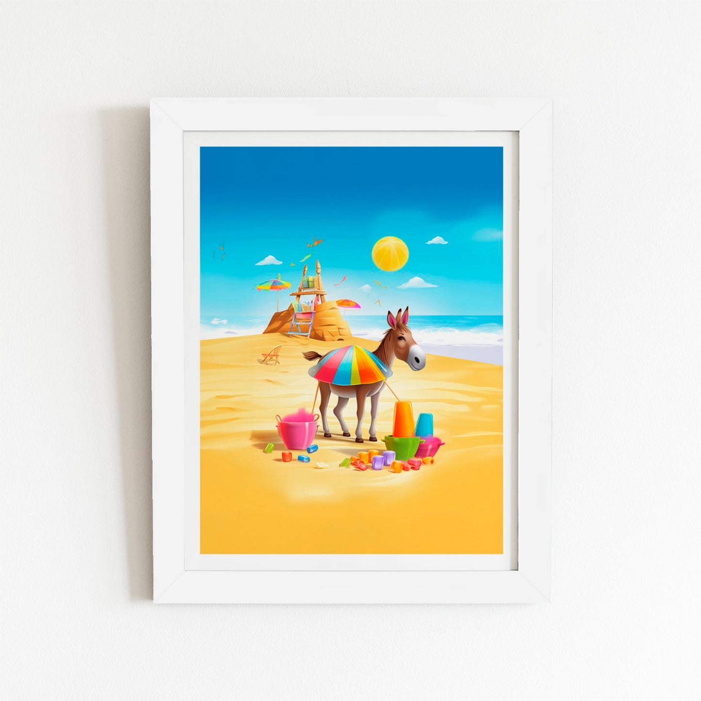 Donkey On A Beach Holiday Art Prints