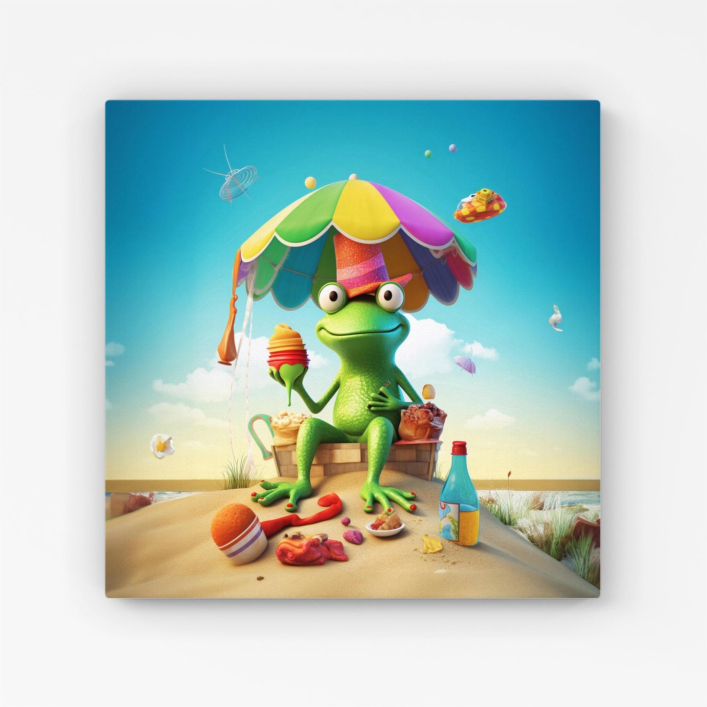 Frog On A Beach Holiday Canvas