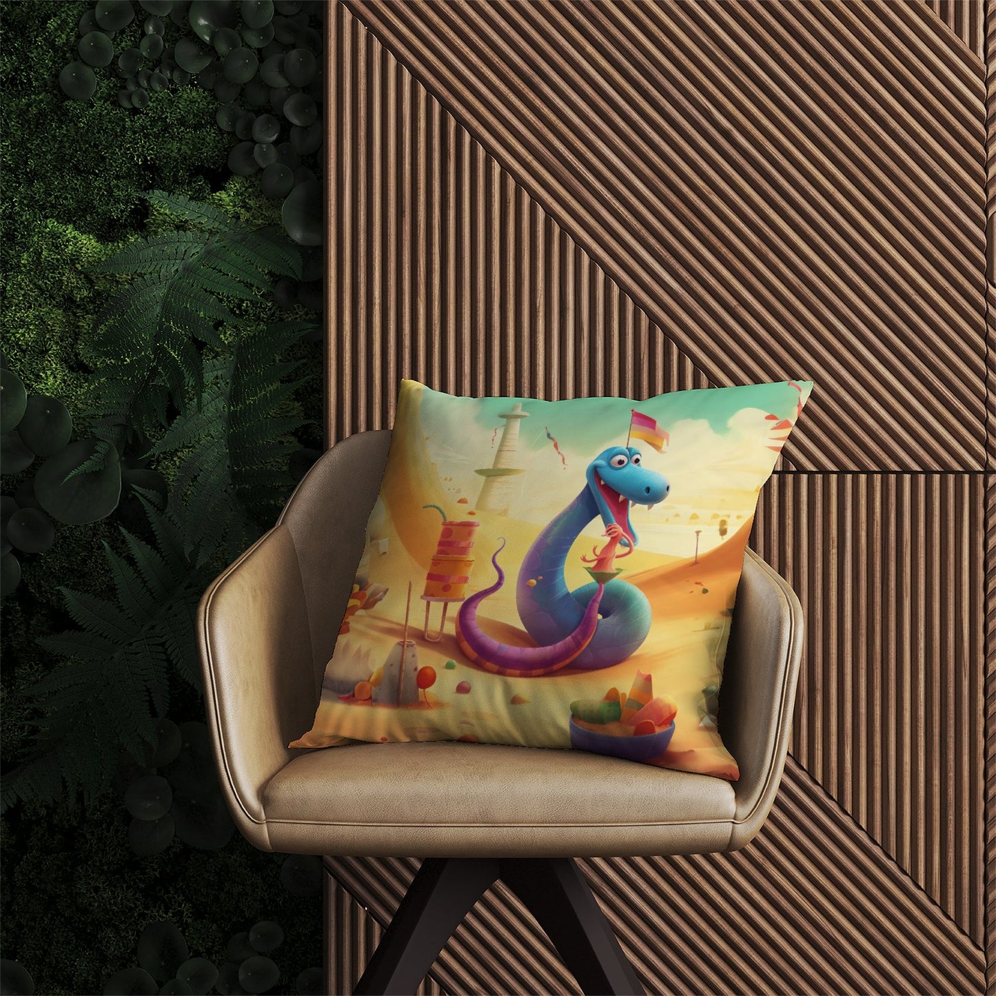 Snake On A Beach Holiday Outdoor Cushion
