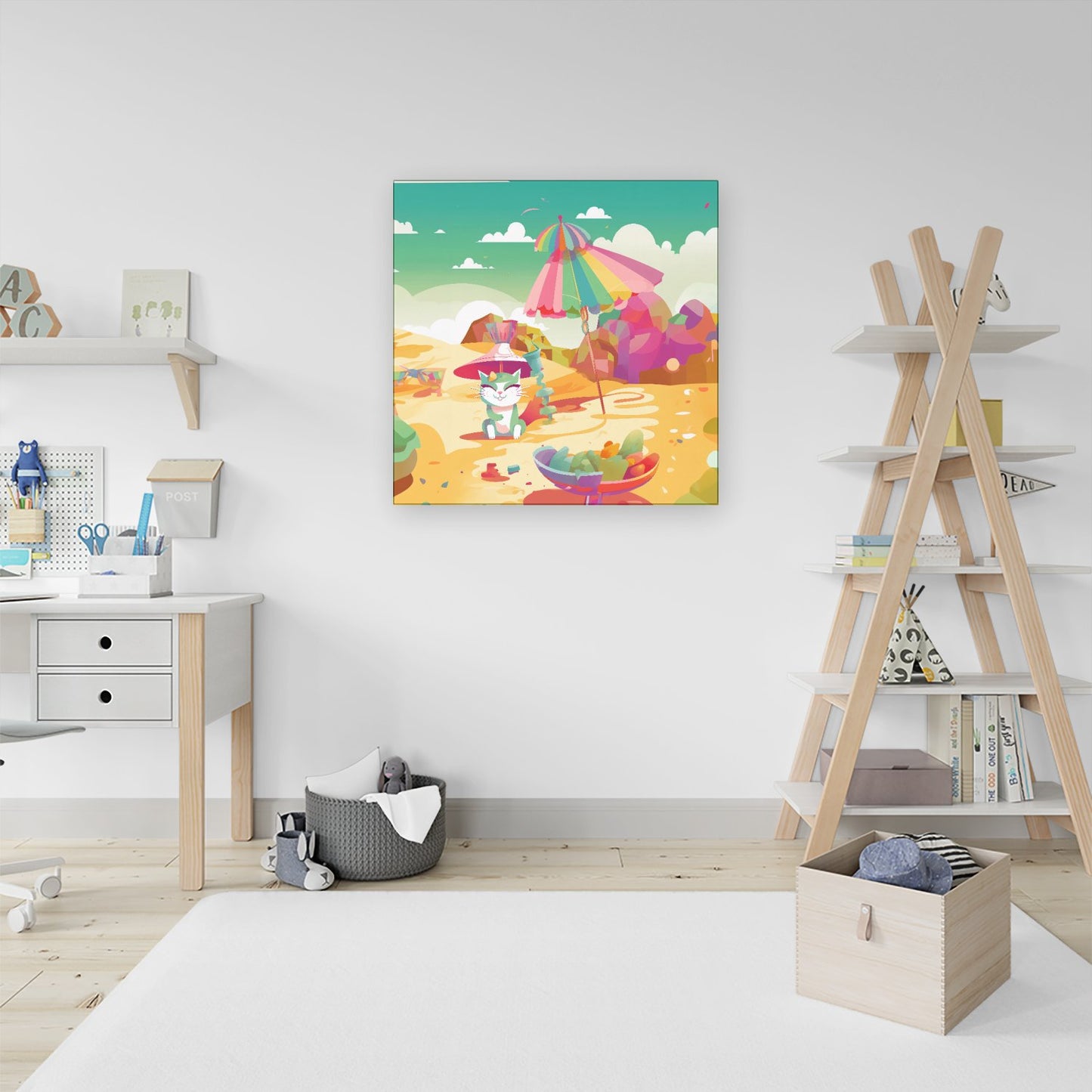 Kitten On A Beach Holiday Canvas
