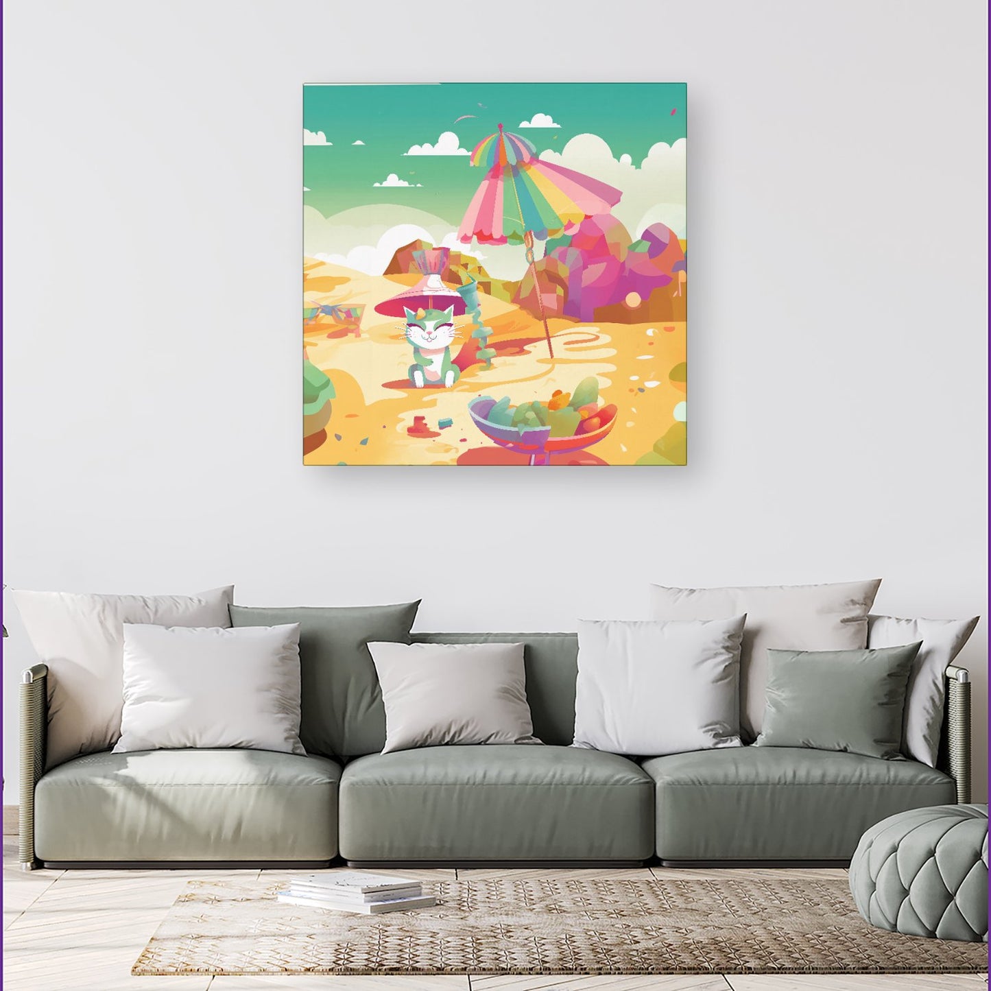 Kitten On A Beach Holiday Canvas