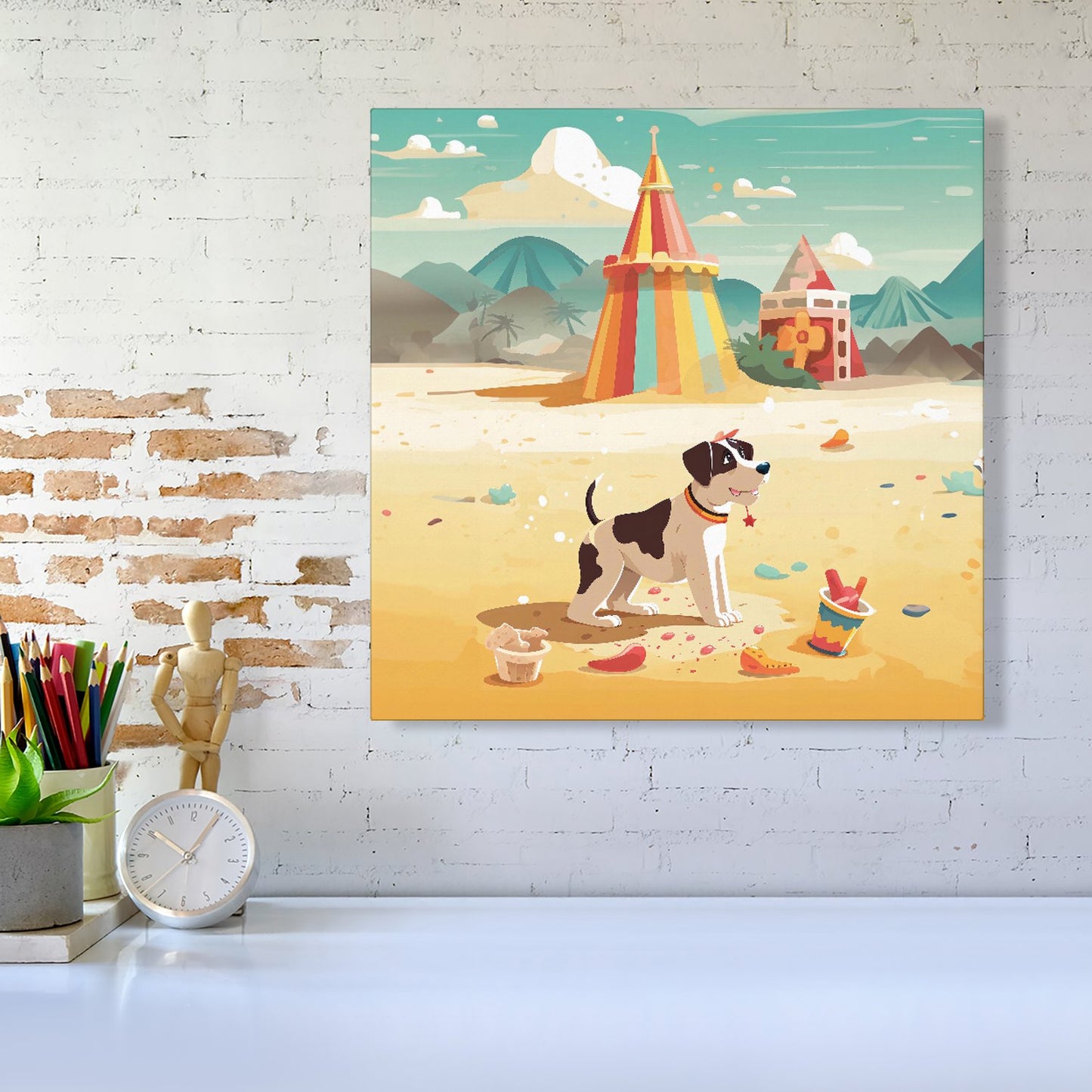 Doggy On A Beach Holiday Canvas