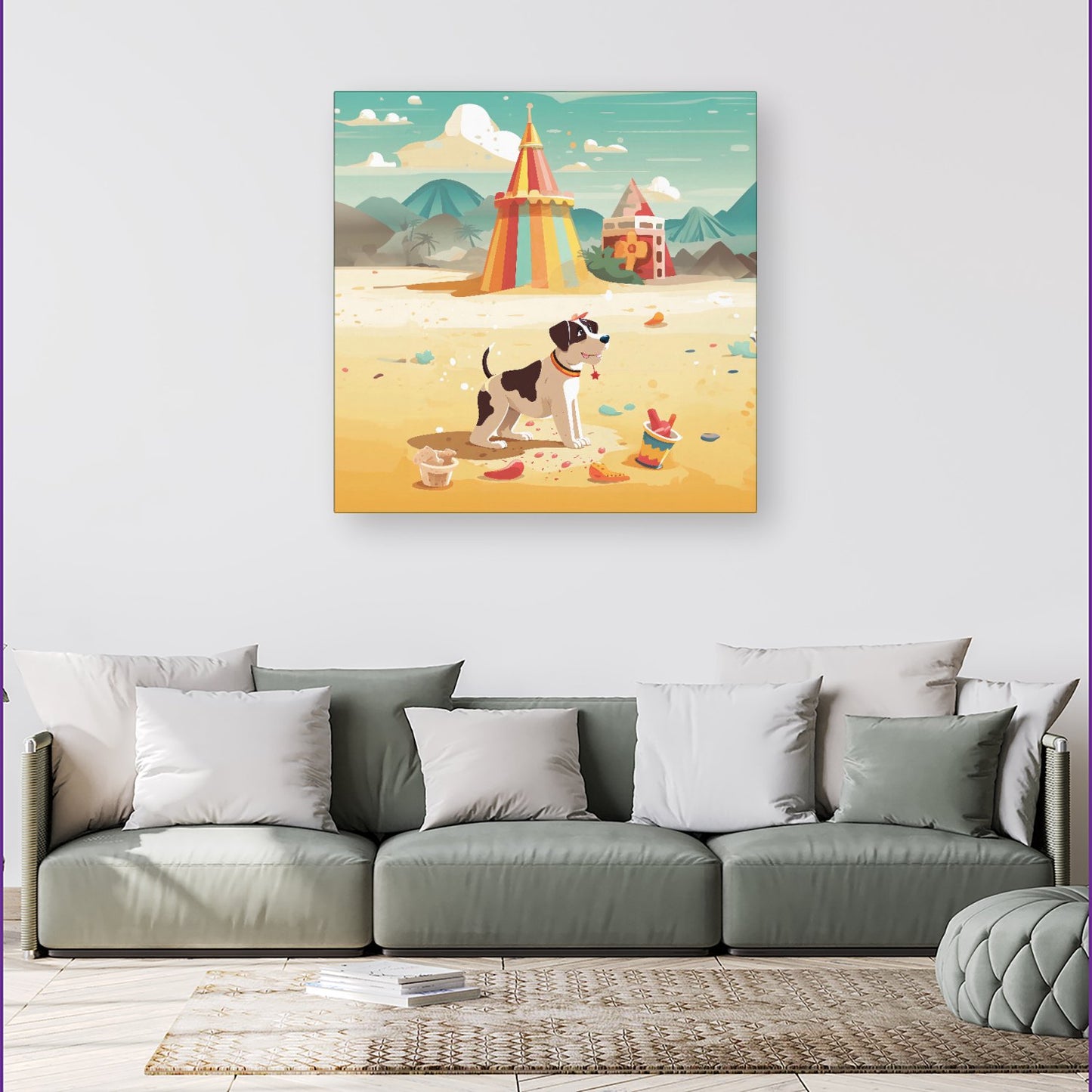 Doggy On A Beach Holiday Canvas
