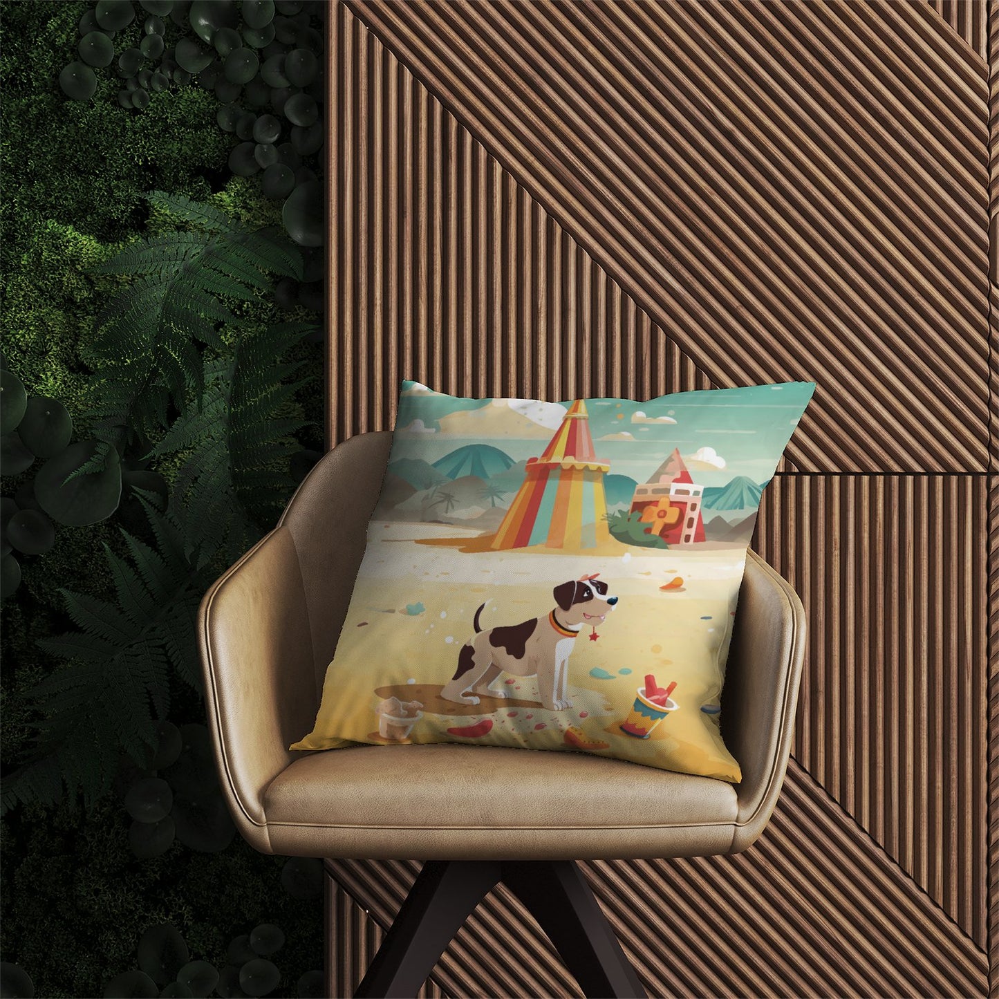 Doggy On A Beach Holiday Outdoor Cushion