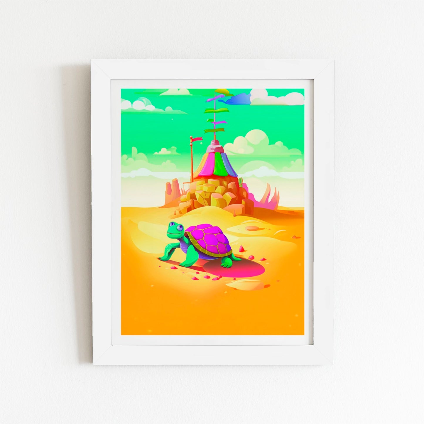 Turtle On A Beach Holiday Art Prints