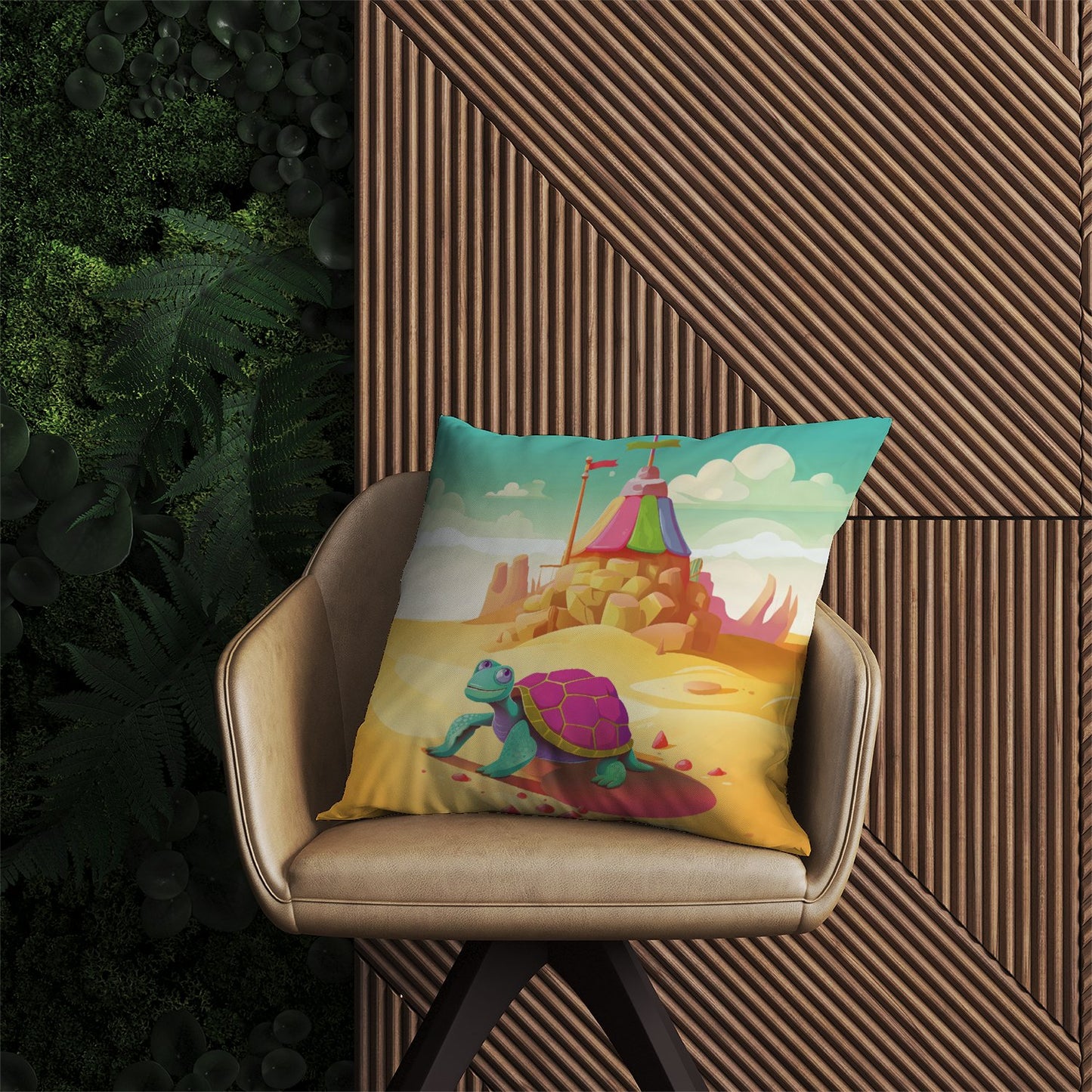 Turtle On A Beach Holiday Outdoor Cushion