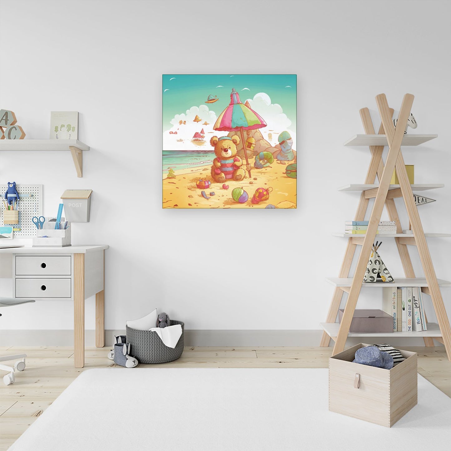 Teddy Bead On A Beach Holiday Canvas