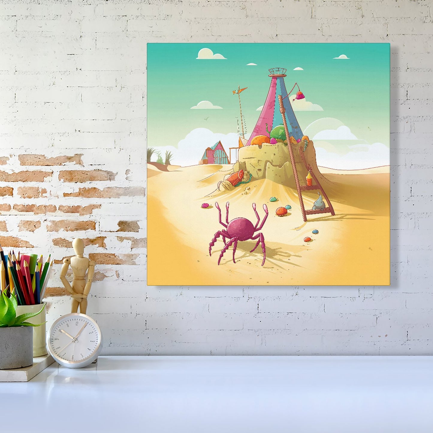 Crab On A Beach Holiday Canvas