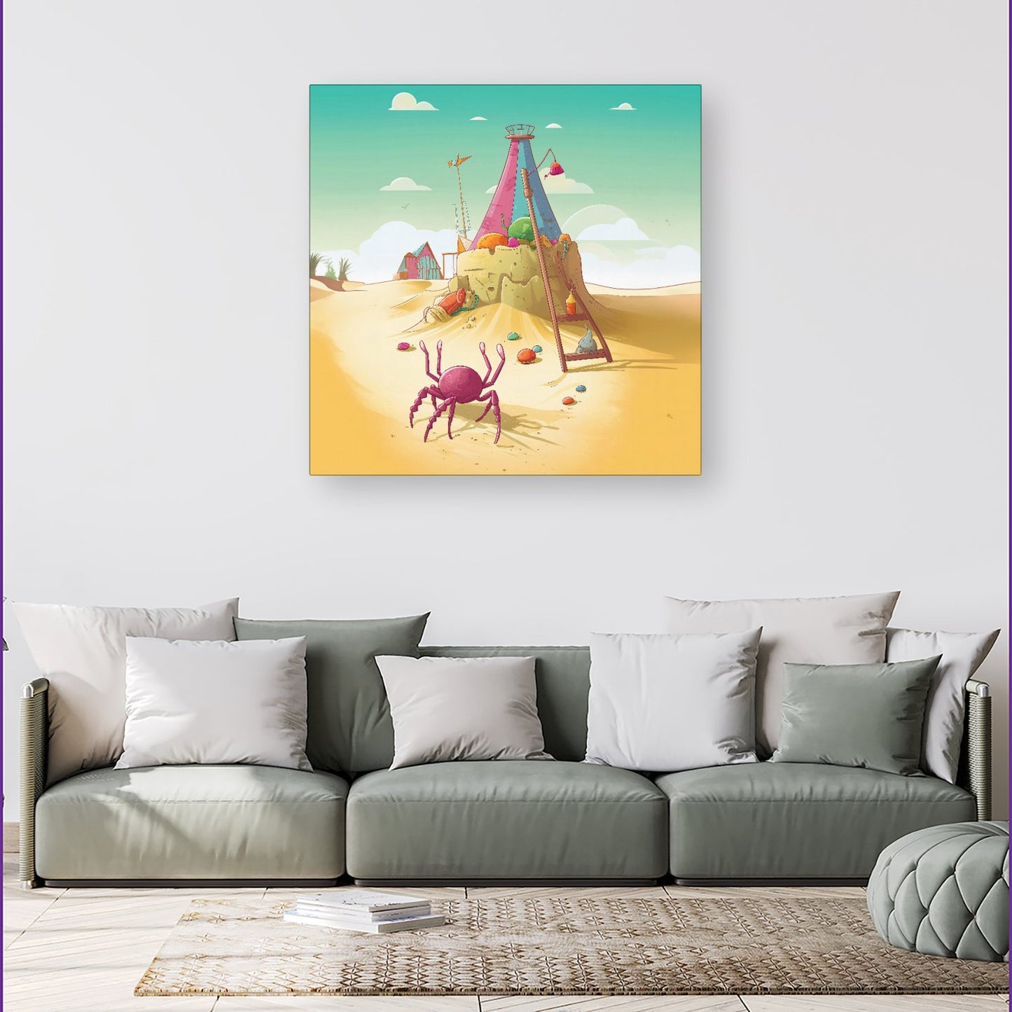 Crab On A Beach Holiday Canvas