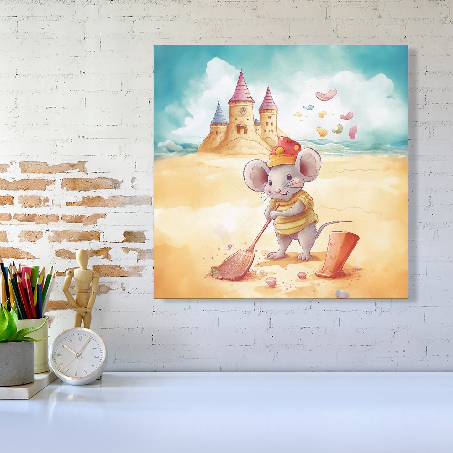 Mouse On A Beach Holiday Canvas