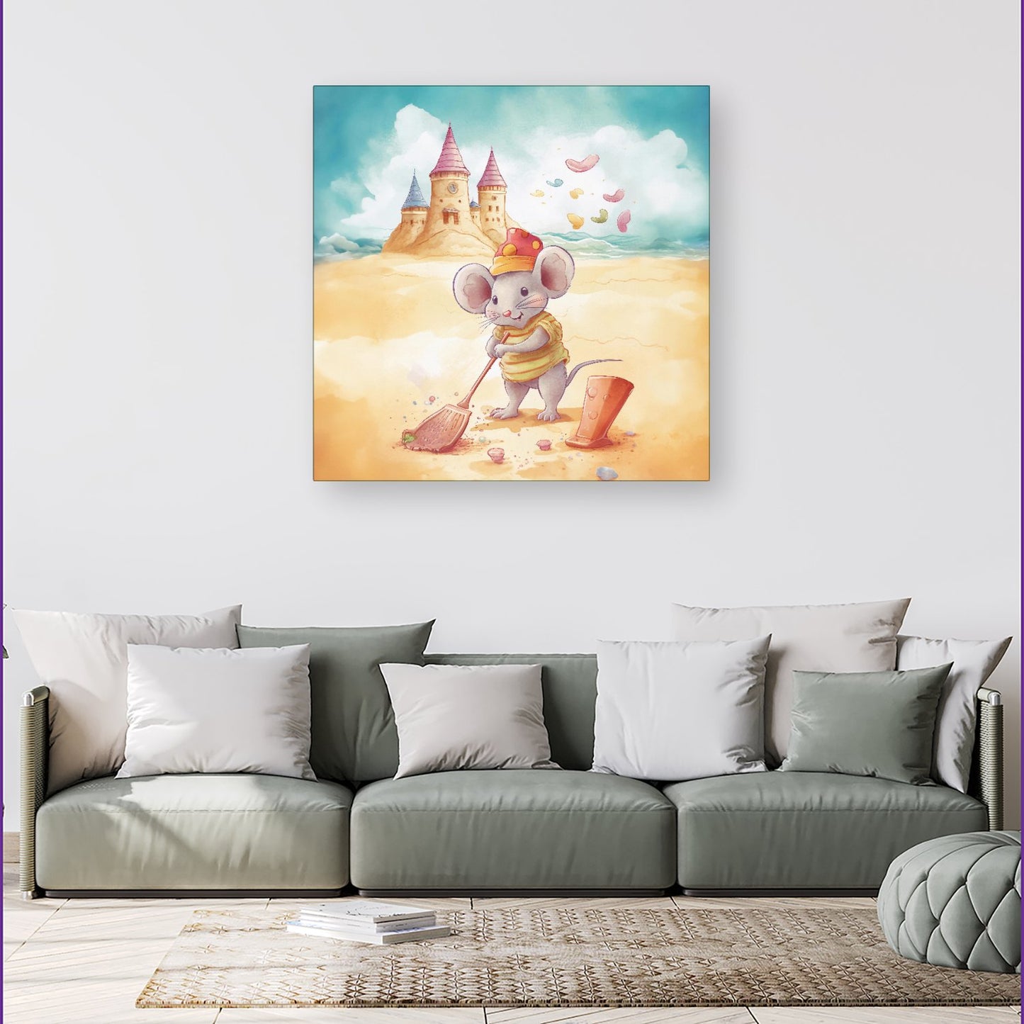 Mouse On A Beach Holiday Canvas