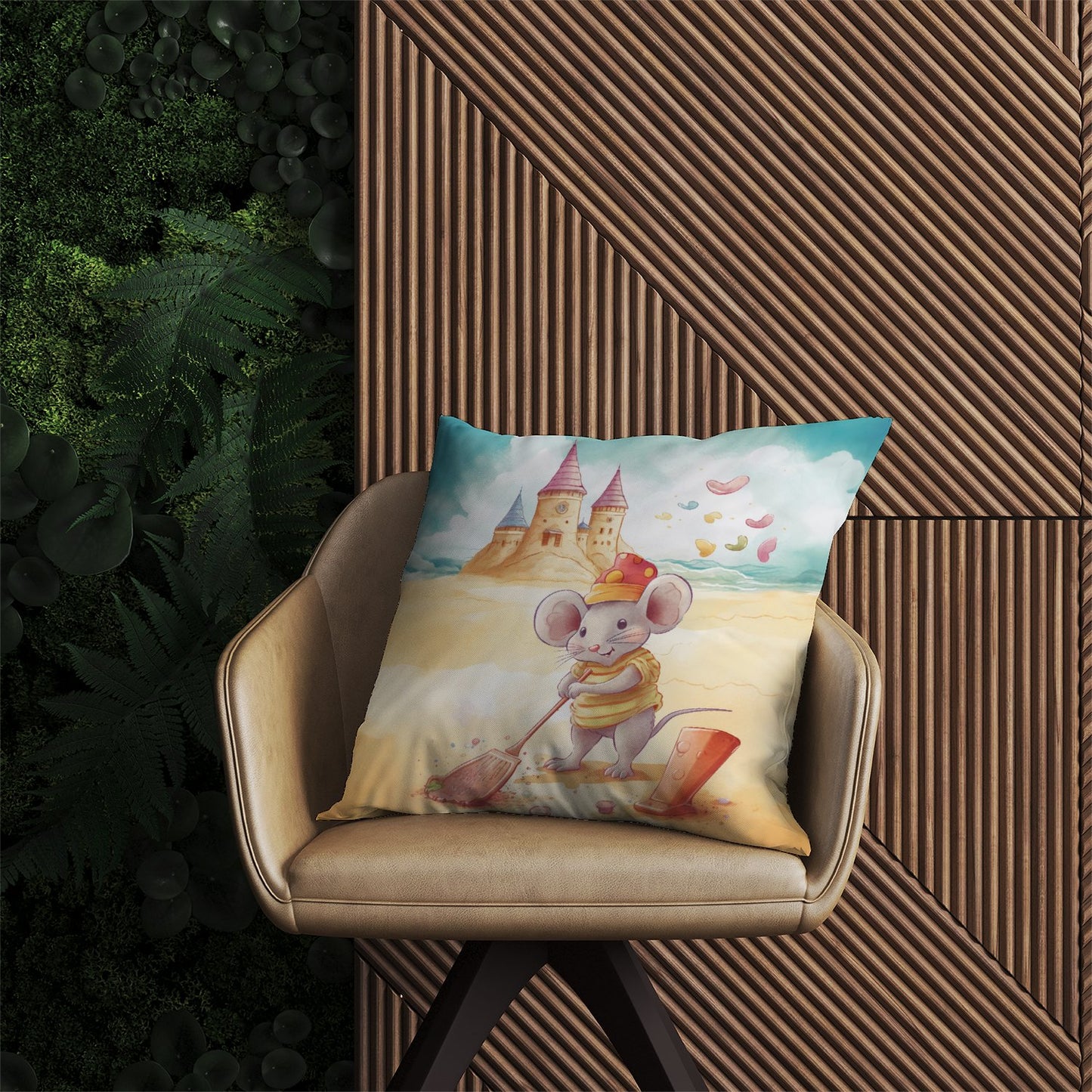 Mouse On A Beach Holiday Outdoor Cushion