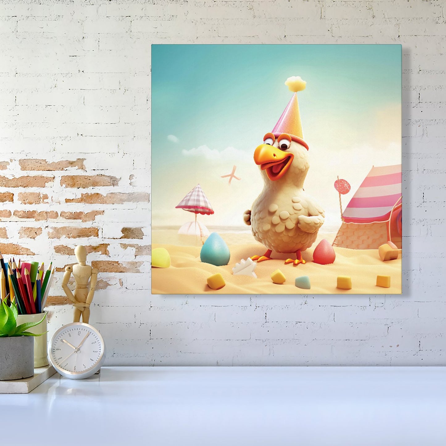 Funky Chicken On A Beach Holiday Canvas