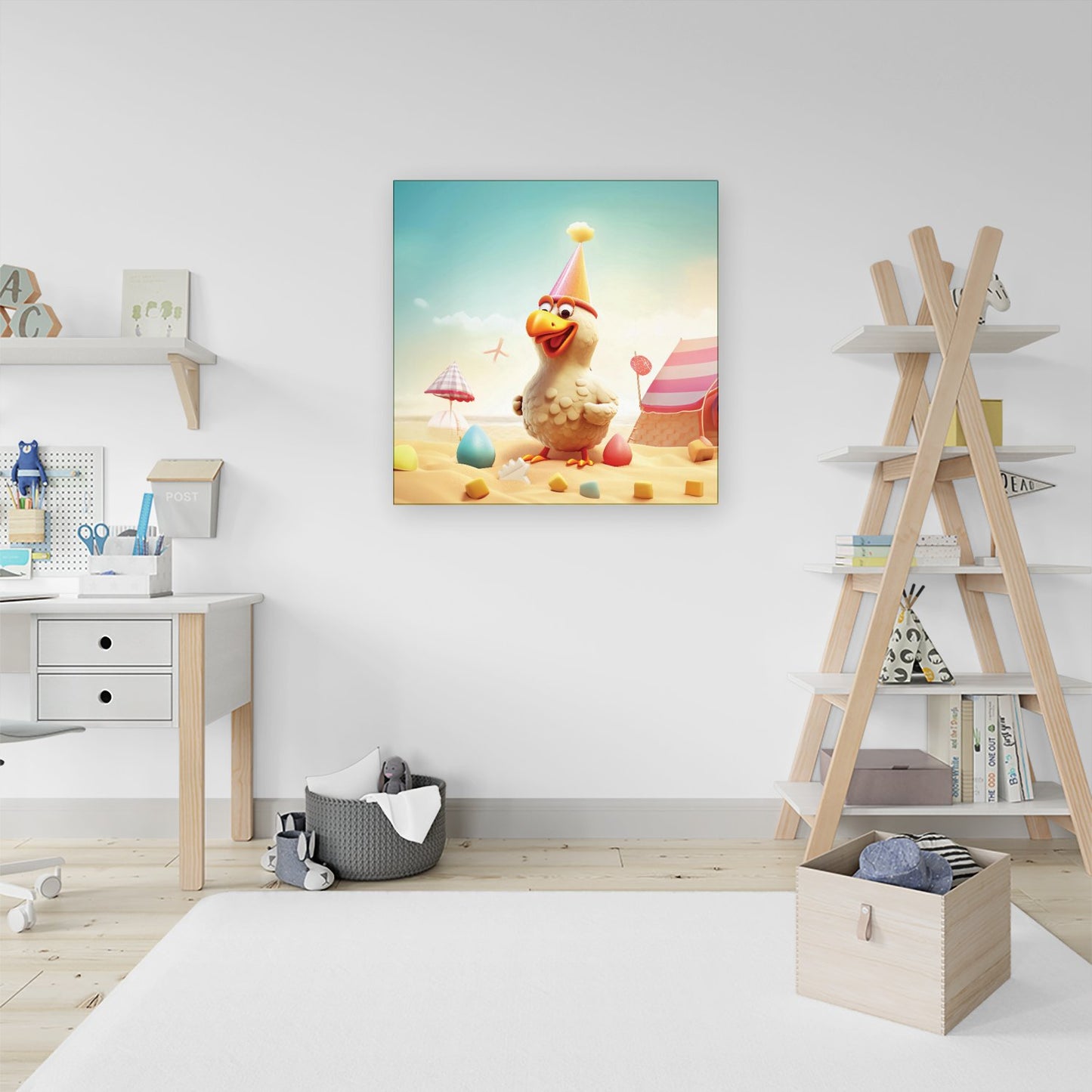 Funky Chicken On A Beach Holiday Canvas