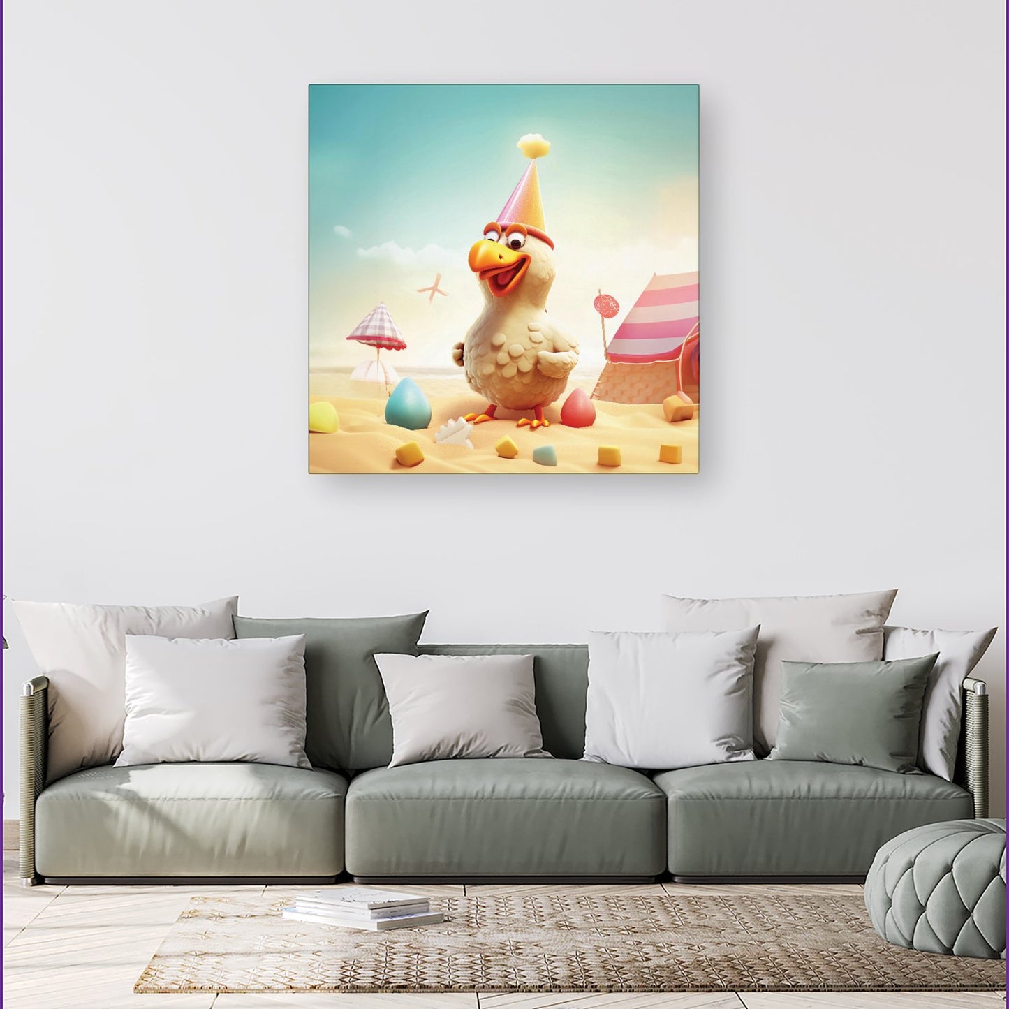 Funky Chicken On A Beach Holiday Canvas