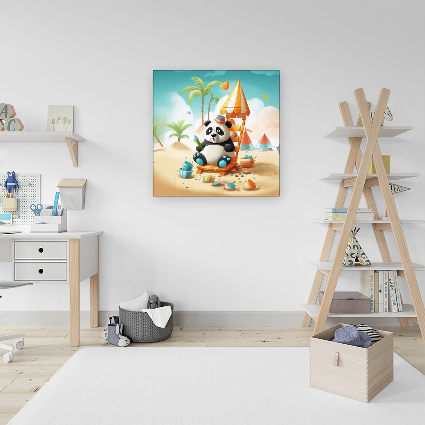 Panda On A Beach Holiday Canvas