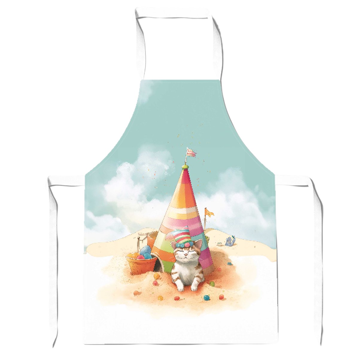 Cat On A Beach Holiday Apron