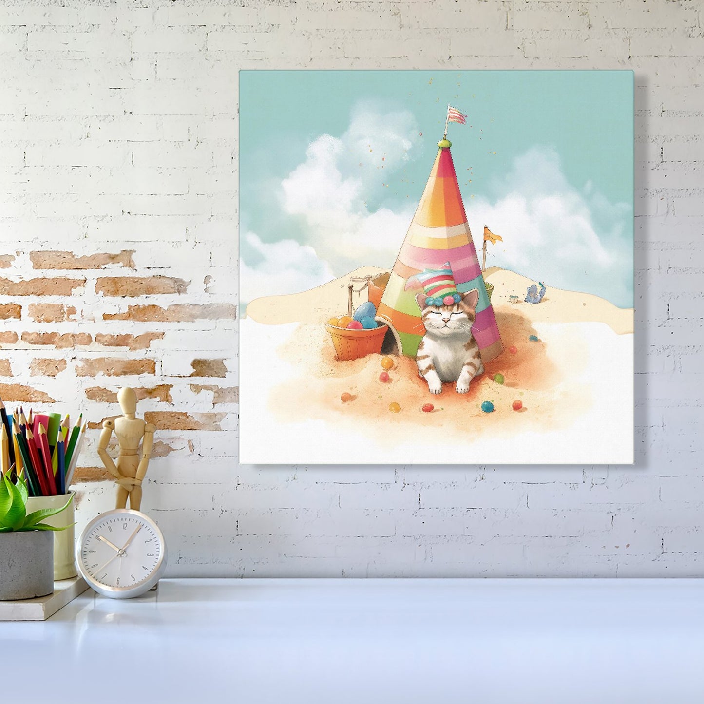 Cat On A Beach Holiday Canvas