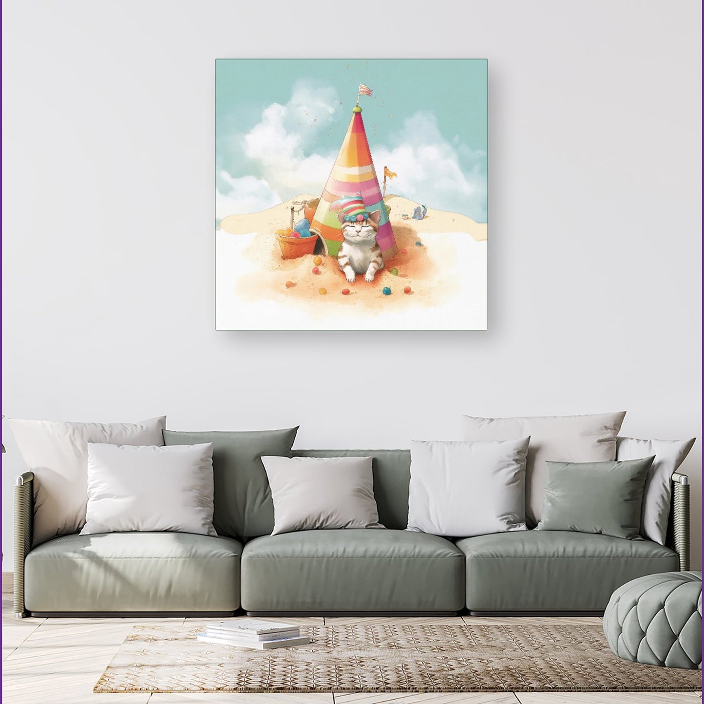 Cat On A Beach Holiday Canvas