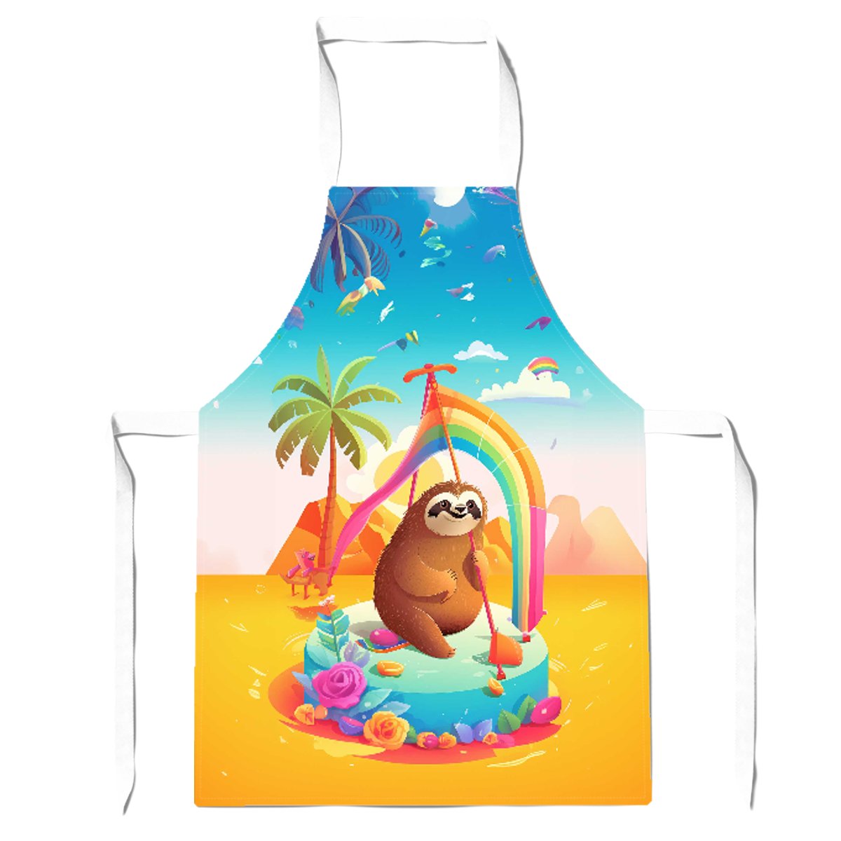 Sloth On A Beach Holiday Apron