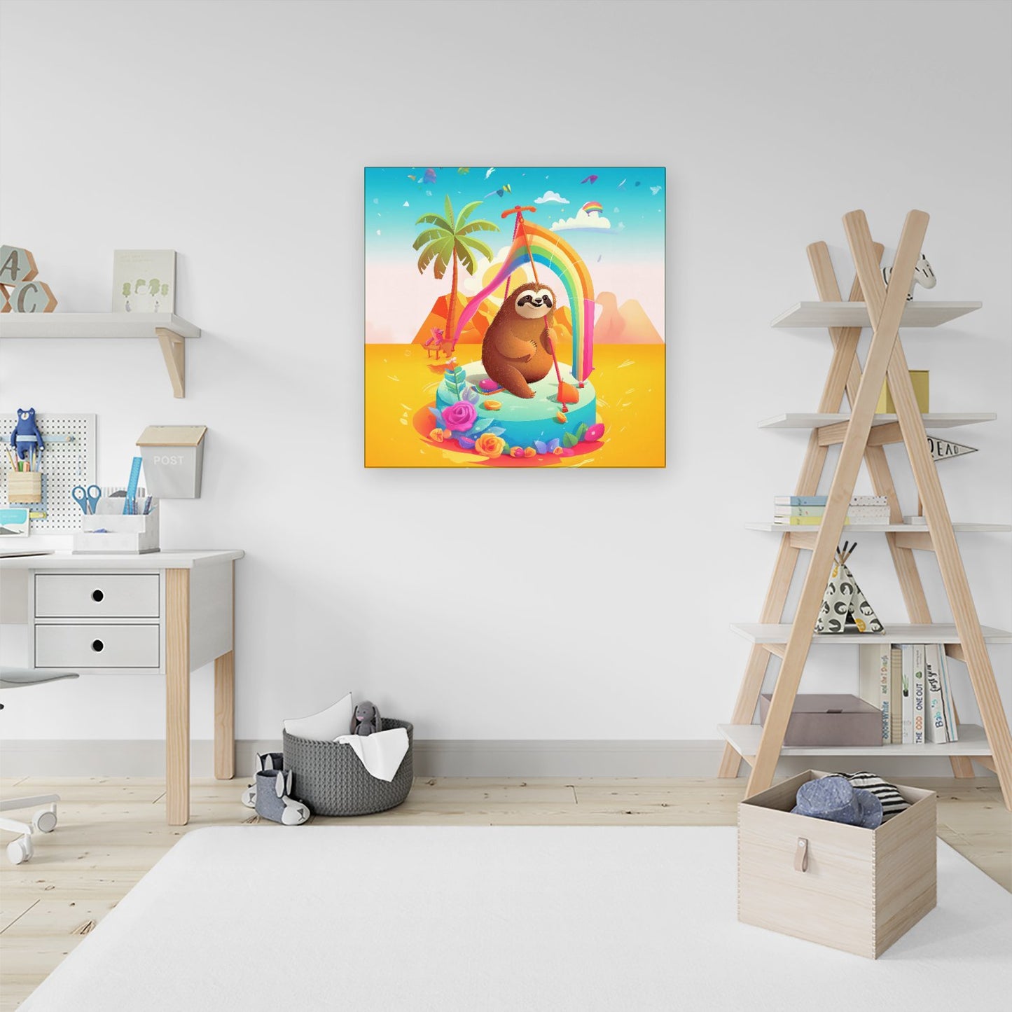 Sloth On A Beach Holiday Canvas